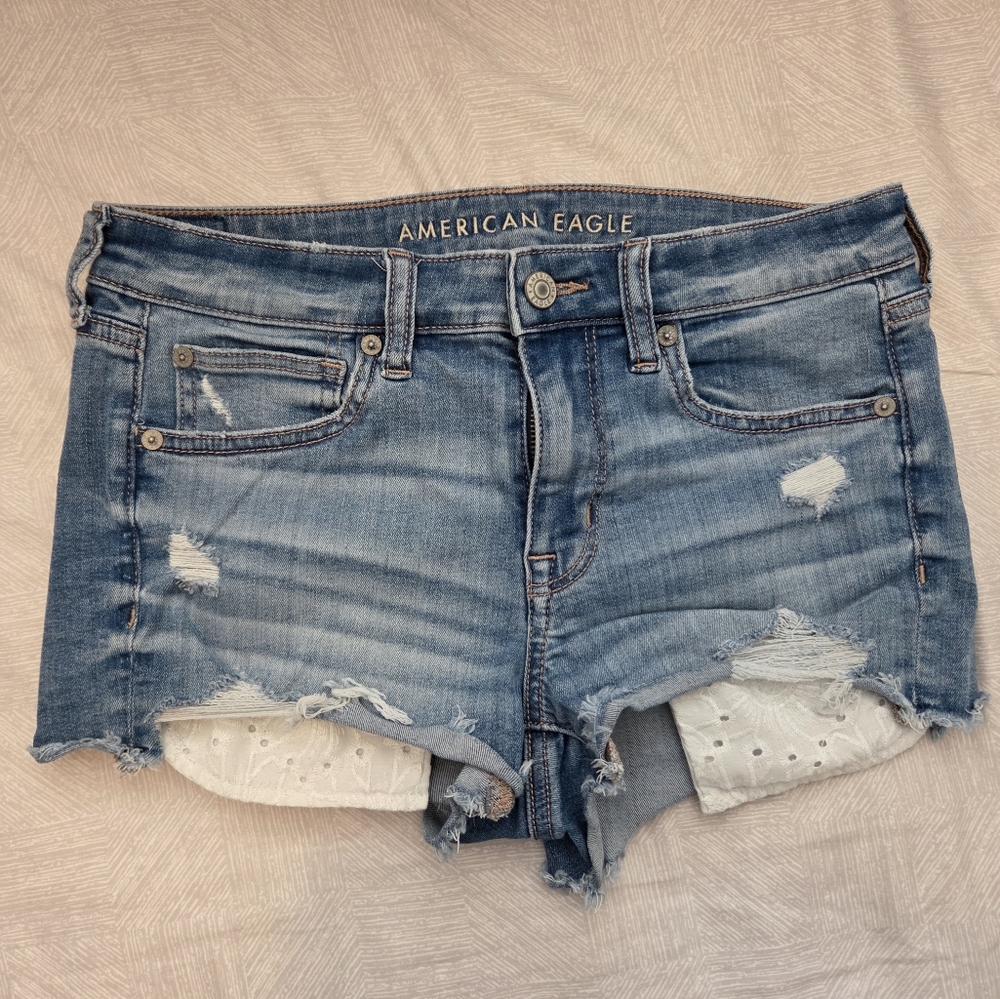 American Eagle Distressed Low Rise Denim Cutoff Shorts